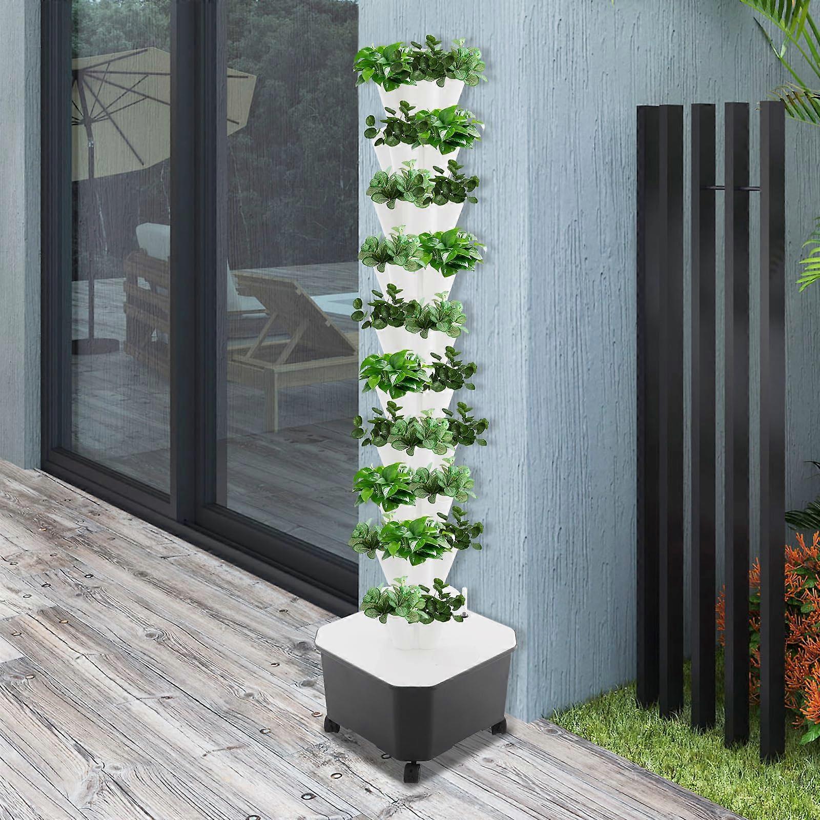 10 Layer Hydroponic Tower Garden with Automatic Water Circulation Pump, SpaceSaving Vertical System for Balcony
