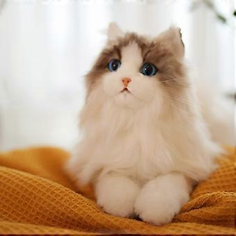 Realistisches Katzenplüschtier, handgefertigt, weiches Stofftier, Geschenk für Katzenliebhaber, Senioren und Kinder