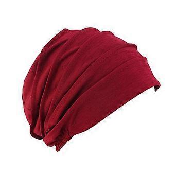 Elastisk bomullslue for kvinner, myk turban, hodeskjerf, cellegifthatt (FMY) Burgunder