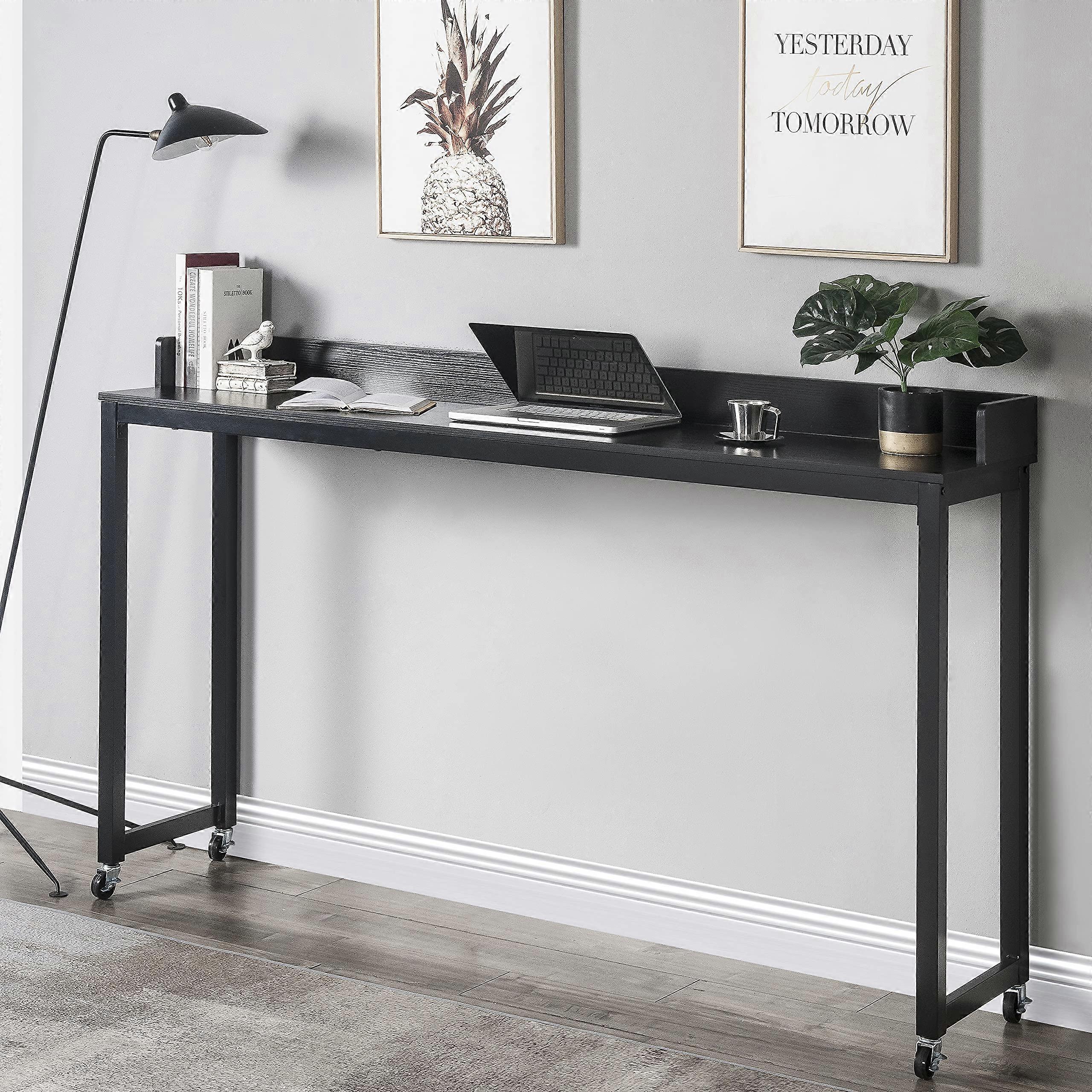Overbed Table for Queen Bed, Adjustable Rolling Desk with Lockable Wheels and 71in FullLength Workspace