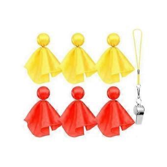 6 Pack Football Referee Penalty Flags, Red and Yellow Challenge Throw Flags with Whistle, Sports Party Favors for Fans and Coaches, Ages 6 and Up