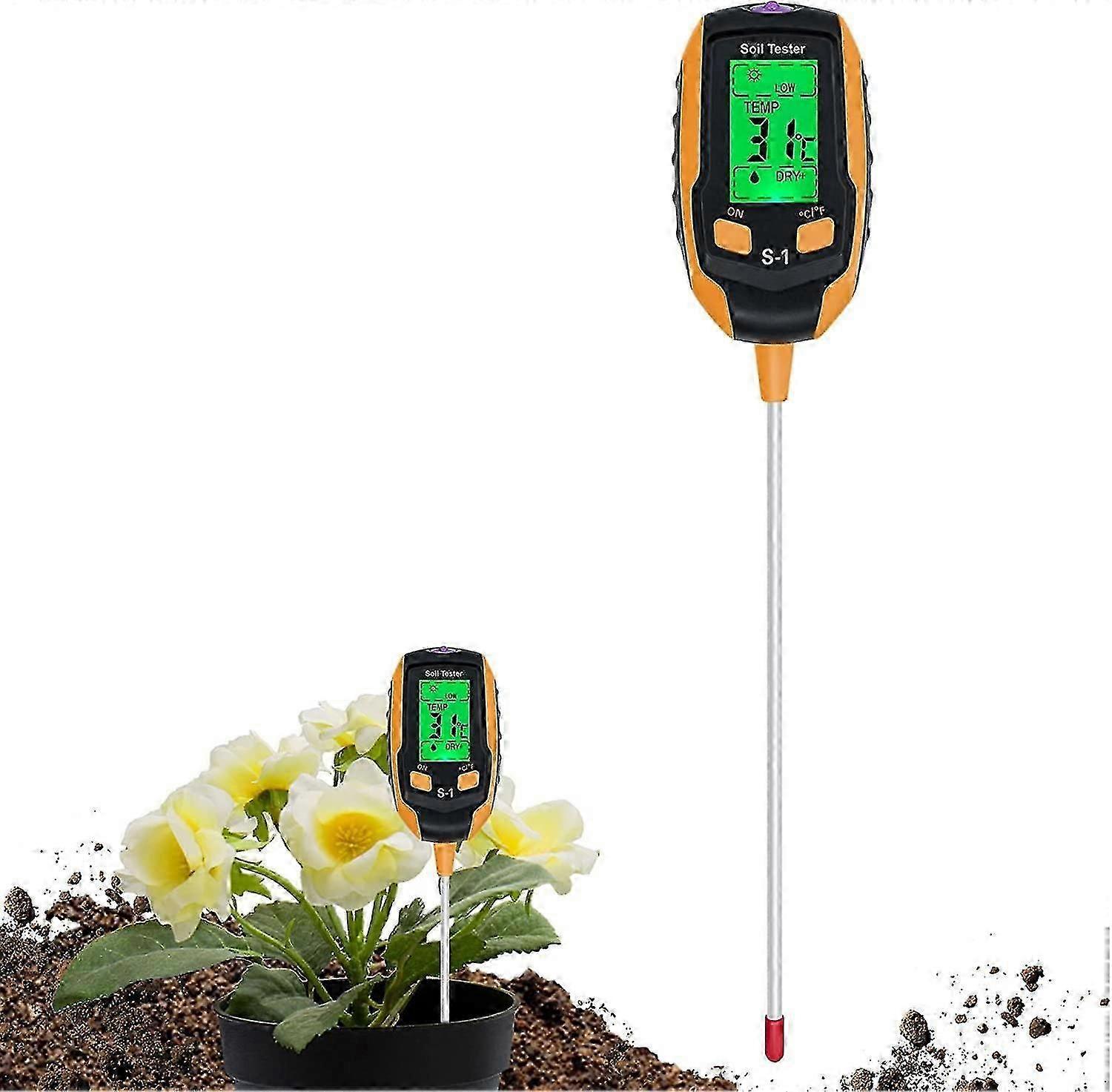 Digital 4-in-1 Soil Tester pH Moisture Temp Light