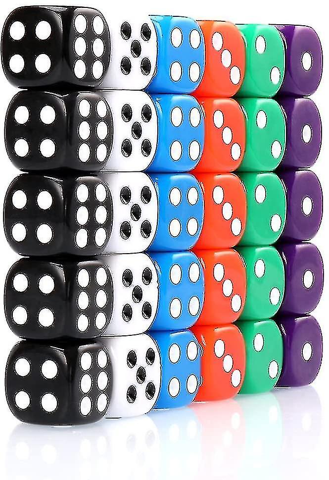 30x Dice 6 Zijdige 16mm 6 Kleuren Spot Dice Set Voor Dice Games