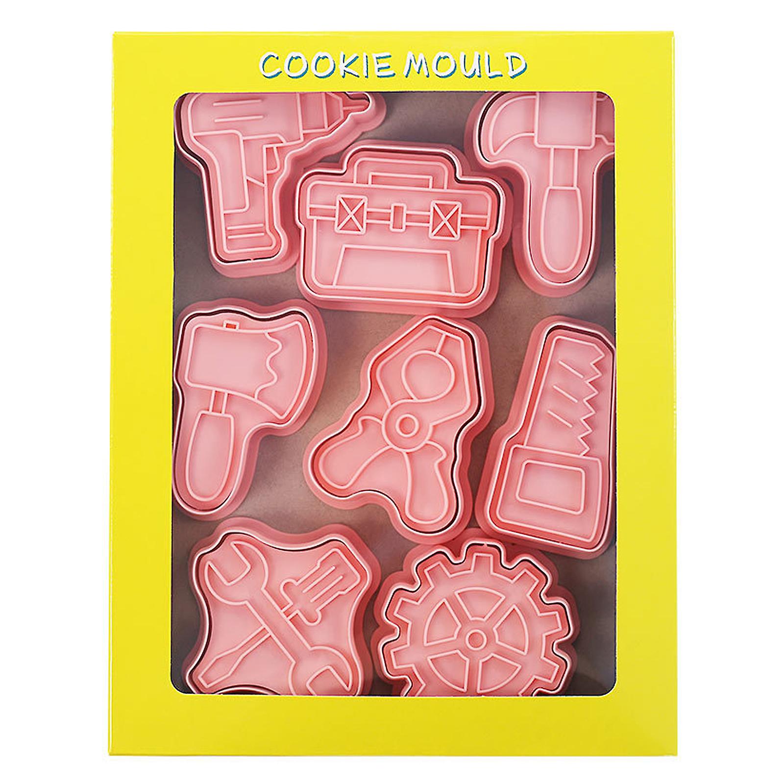8 Pack 3D Biscuit Cutters Cookie Moulds Hardware Tools Shaped PP Cookie Cutters