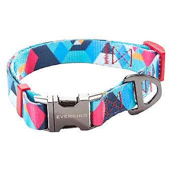 Veeki Dog Collar Soft Comfortable Poleyster with Safety Locking Buckle Adjustable for Small Medium Large Dogs and Cats Geometry Pattern for Outdoor Tr