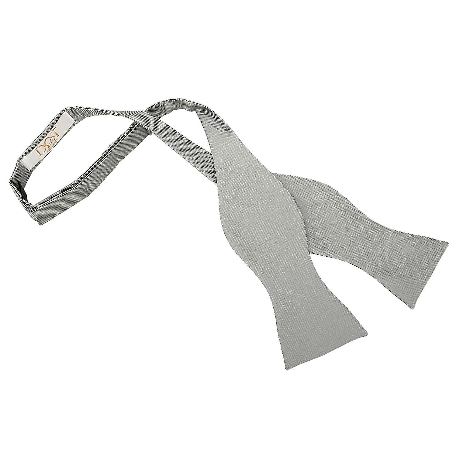 Silver Solid Check Self-Tie Bow Tie