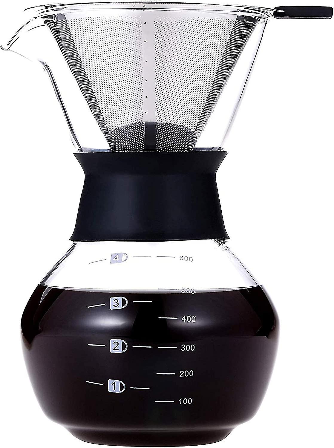 Manual Pour Over   Maker   Pot Carafe With Permanent Filter Made Of Stainless Steel (600ml)