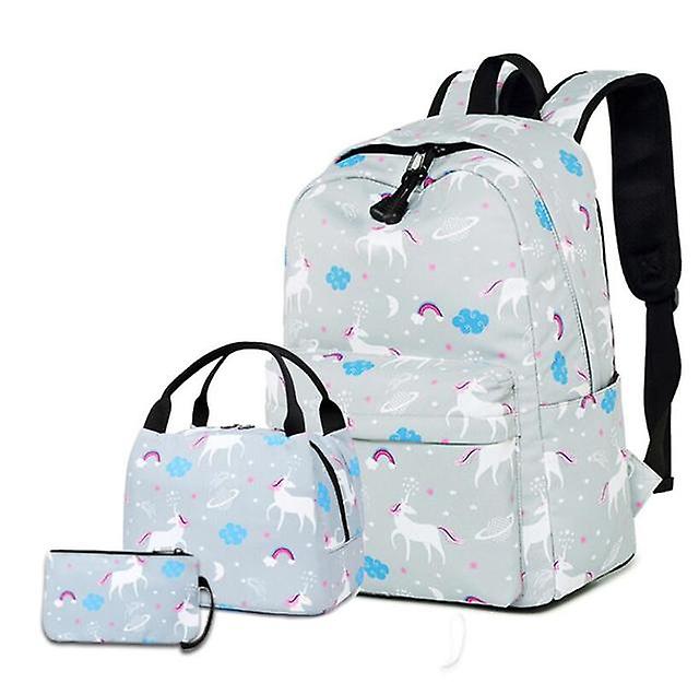 الفتيات يونيكورن حقيبة ظهر مطبوعة نايلون حقيبة بنات المدرسة