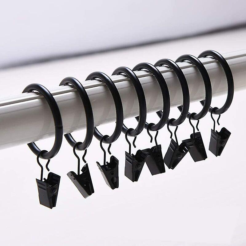 30 Pack Curtain ClipsCurtain Clips with 35mm Diameter Rings for Multiple Use - Black