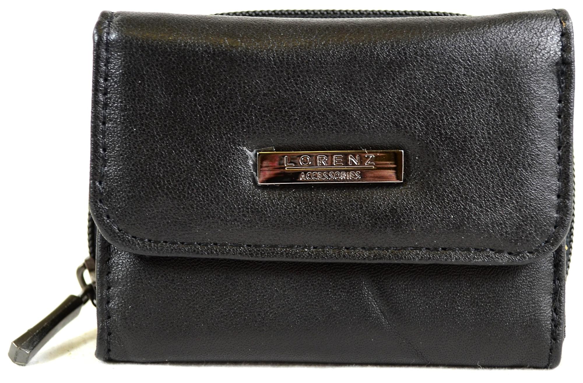 Ladies Handy Super Soft Nappa Leather Tri-Fold Purse with Zip Round Pocket