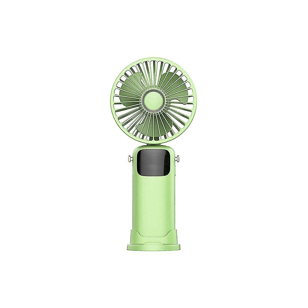 3000mah Summer Handheld Fan Portable Folding Fan Usb Charging High Wind Power Fan With Led Screen For Student Green