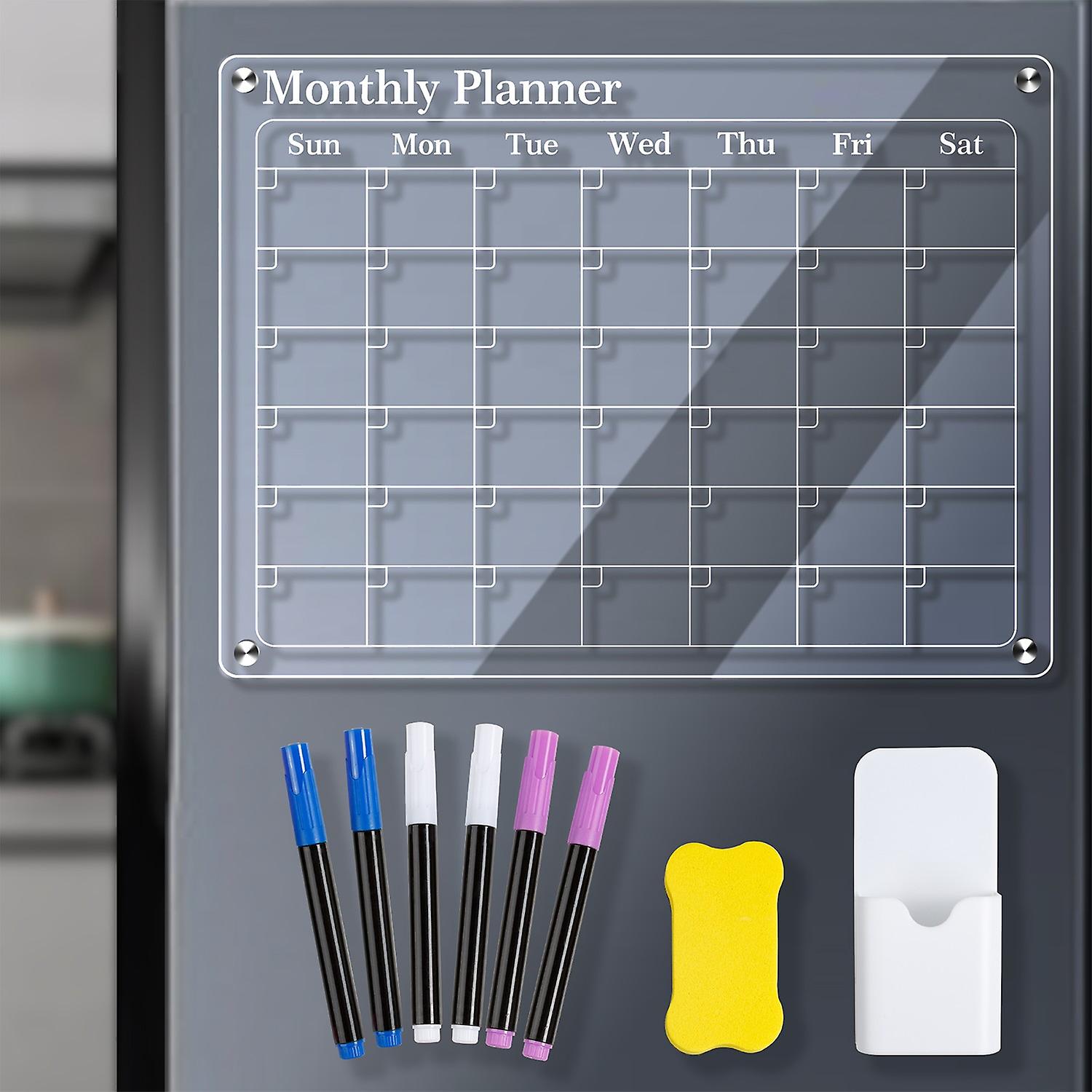Clear Acrylic Magnetic Monthly / Weekly / Blank Planning Board for Fridge Calendar 40*30cm