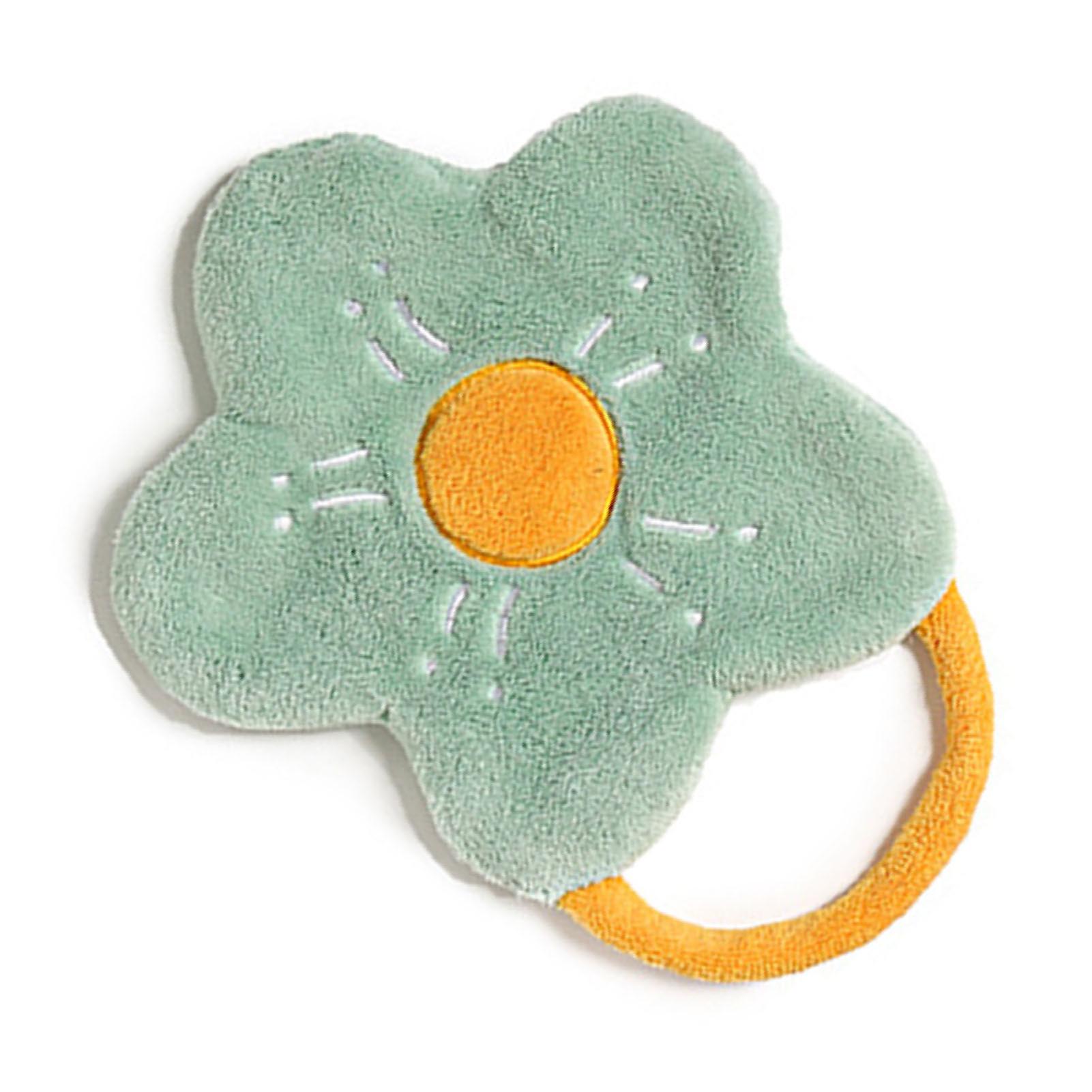 Towel Double Layer Coral Fleece Flower Shape Strong Absorption Ability Soft Hanging Hand Towel Light Green 