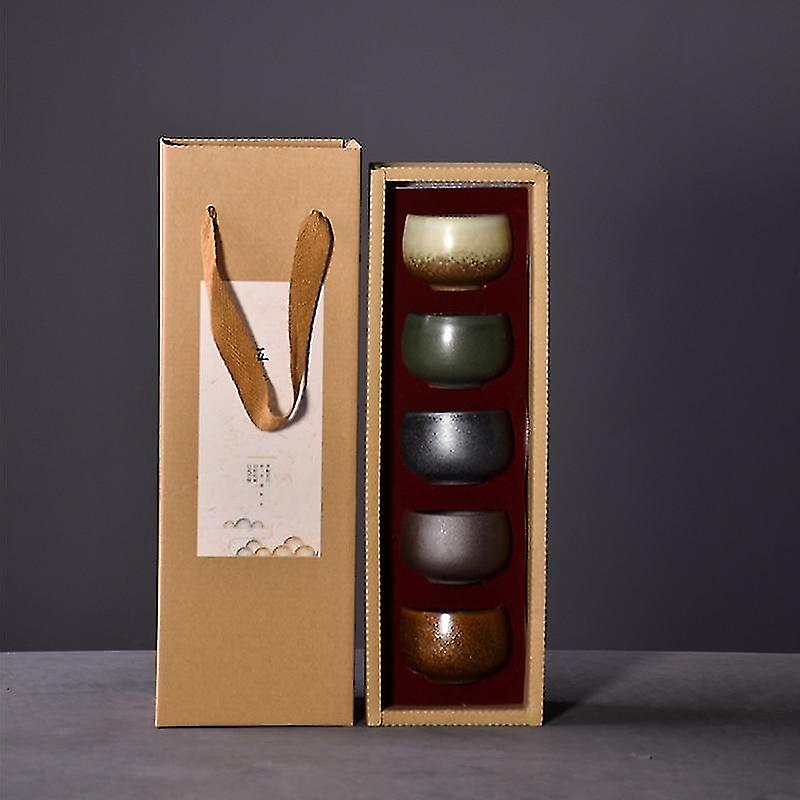 コーヒーティーセットセラミックティーカップセット5カップ中国カンフーカップセットドリンクウェア80mlティーカップ