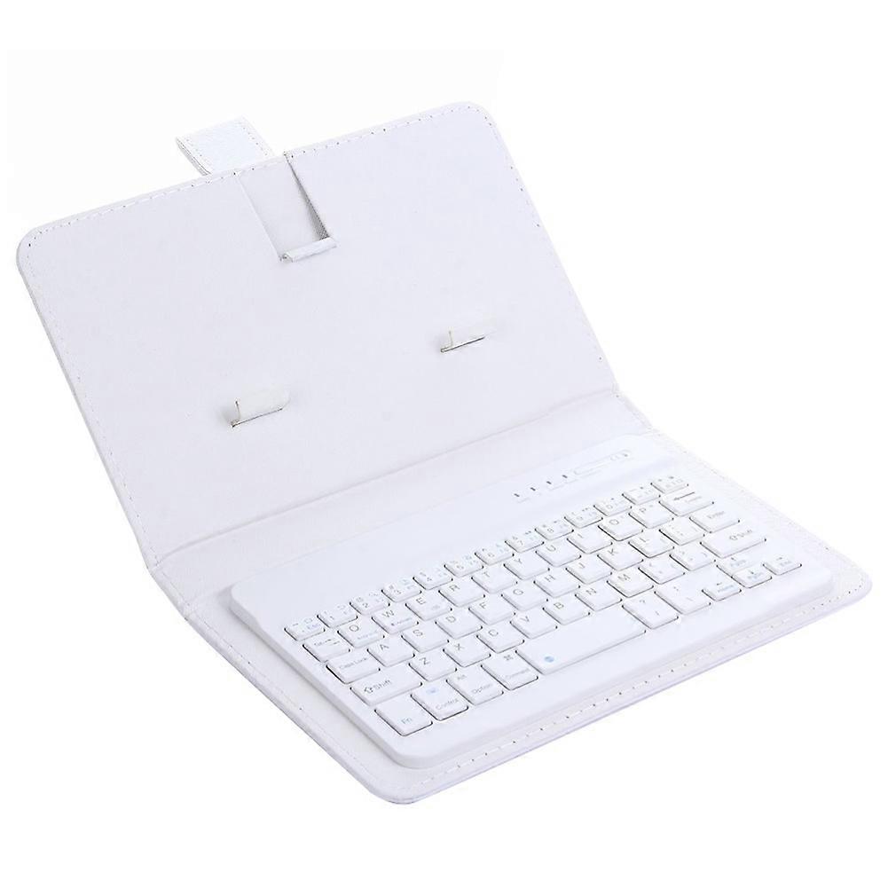 Portable Wireless Bluetooth-compatible Keyboard with Faux Leather Case for iPhone Phone