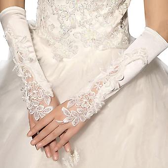 1 paio di guanti da sposa senza dita ricama pizzo gomito guanti per matrimonio nuovo