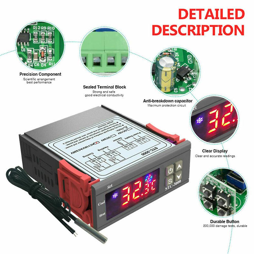 Digital Electronic STC-3000 Temperature Controller Thermostat With Probe Sensor