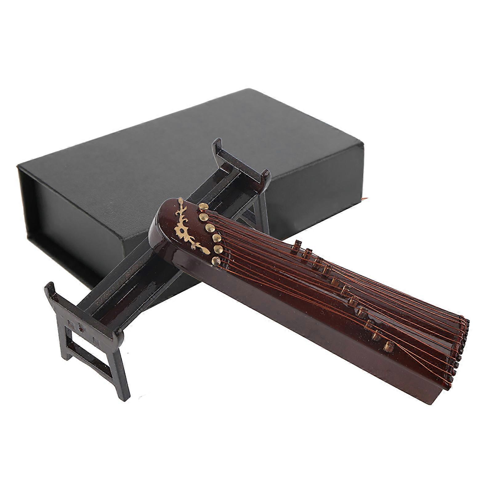 Miniature Chinese Zither Model Wooden Musical Instrument Model Desktop Decoration Gifts10cm