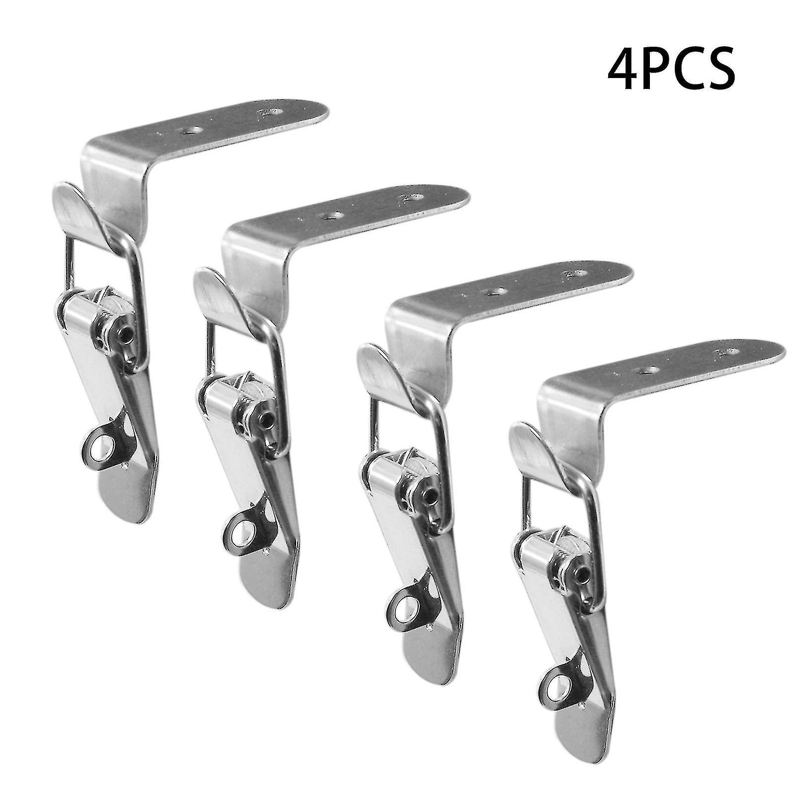 90 Degrees Duck-mouth Buckle Hook Lock Stainless Steel Spring Loaded Draw Toggle Latch Clamp Clip Silver Hasp(4pcs, Silver)