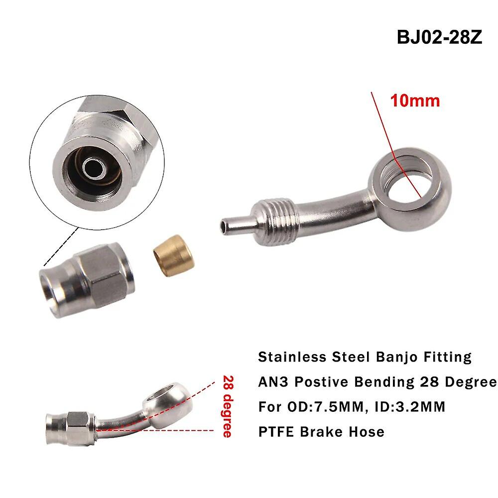 in acciaio inossidabile 10mm AN3 Moto Moto Moto Idraulico Freno Olio Tubo Flessibile Banjo Raccordo ~ 33114