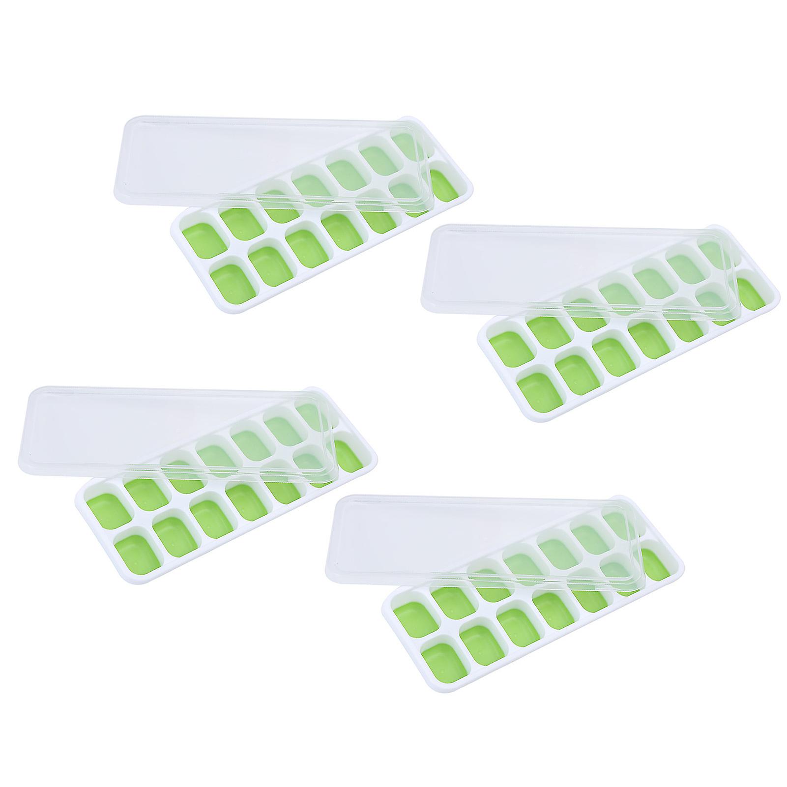 Ice Cube Tray Set for Home Parties - Stackable and Easy to Use (4pcs, Green)