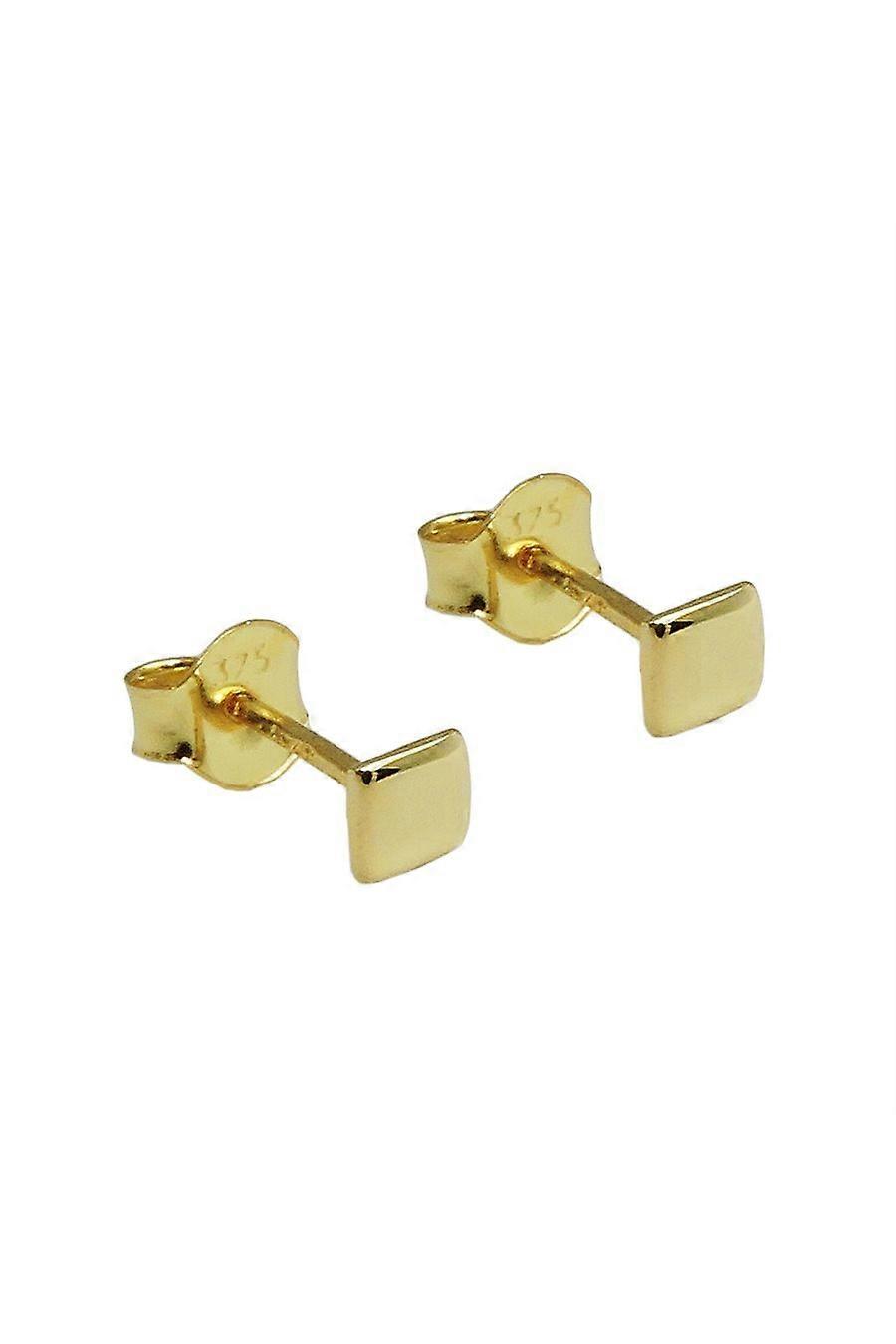 Stud Earrings 3,5mm Square Shiny Flat 9k Gold - Gl431507