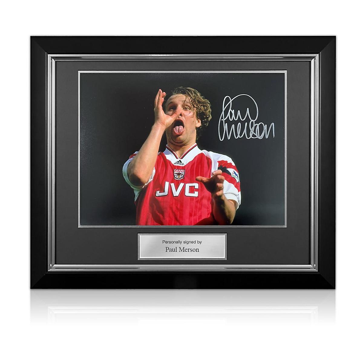Paul Merson υπέγραψε Arsenal Football Φωτογραφία: Γιορτή. Deluxe Πλαίσιο