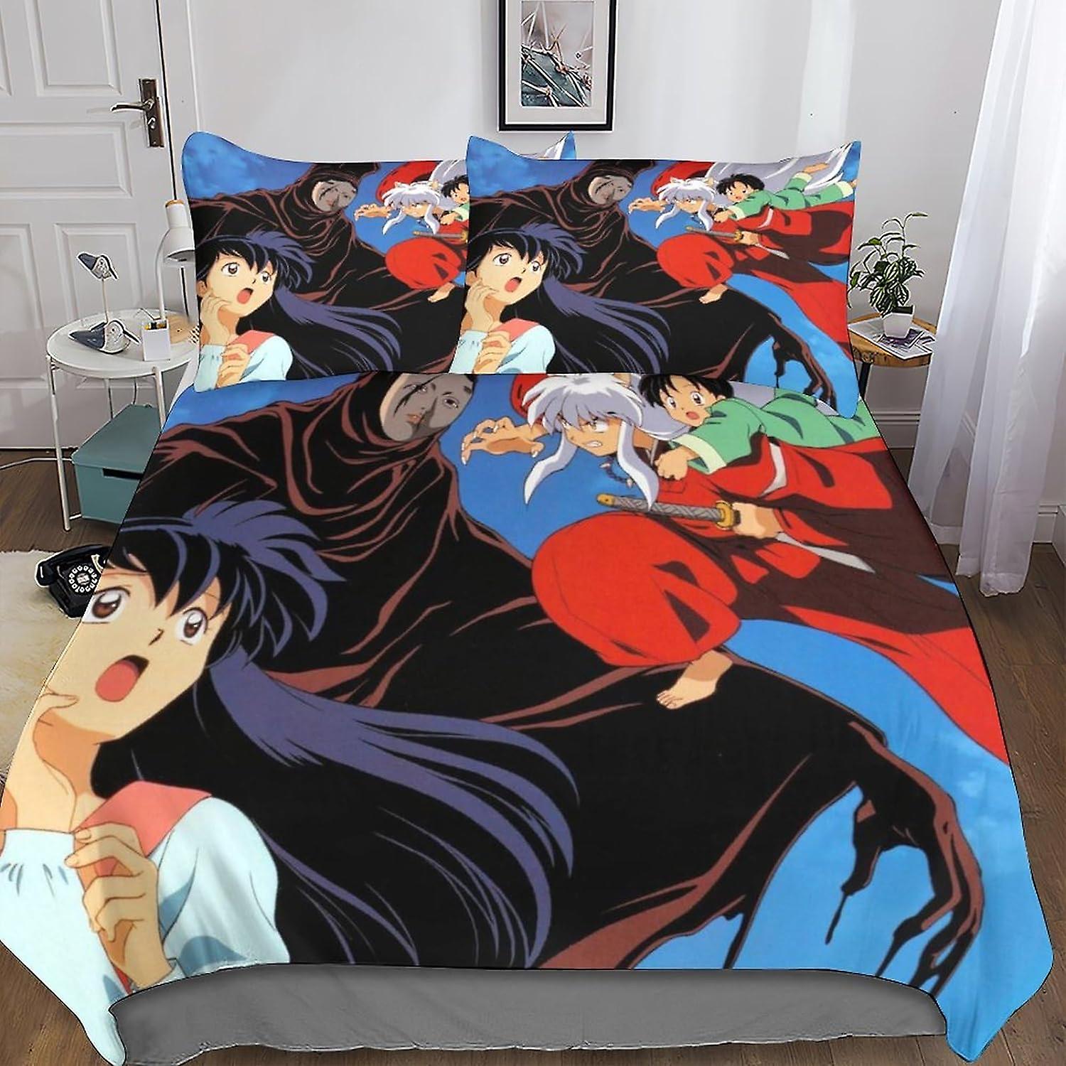 MYPALL Inuyasha 3D dla dorosłych i dzieci Drukuj poszwę na kołdrę Zestawy pościeli z kołdrą na zamek błyskawiczny Narzuty na łóżko Miękka narzuta z mikrofibry