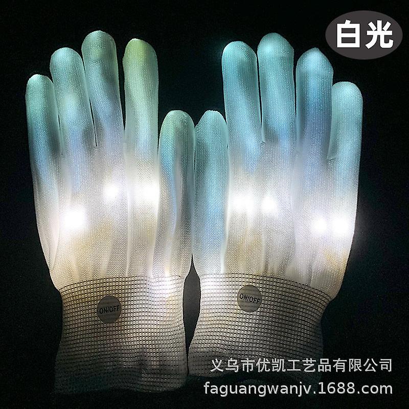 2X Halloween Xmas Christmas Gifts Decoration Led Colorful Luminous Gloves For Performance Rainbow
