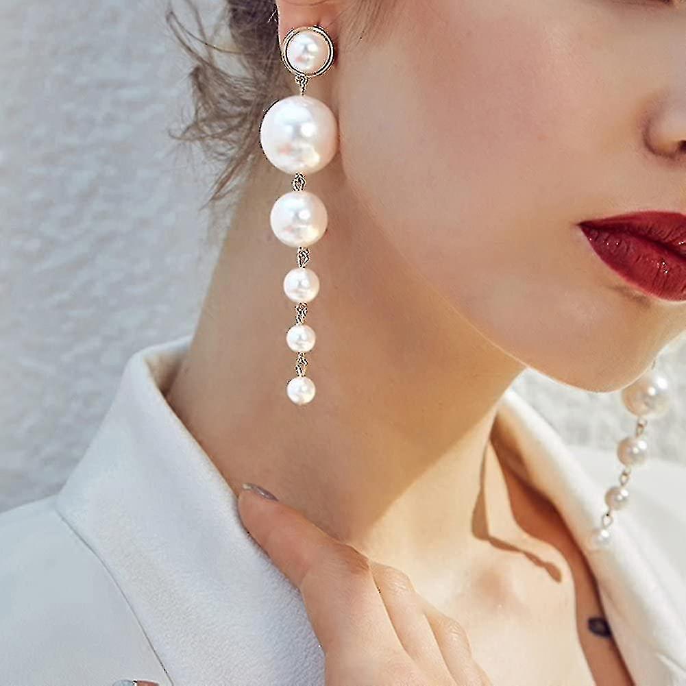 レディースイヤリング パール ロング ダングル イヤーカフ スタッドイヤリング イヤードロップ ジュエリー ギフト Wruas 女性用