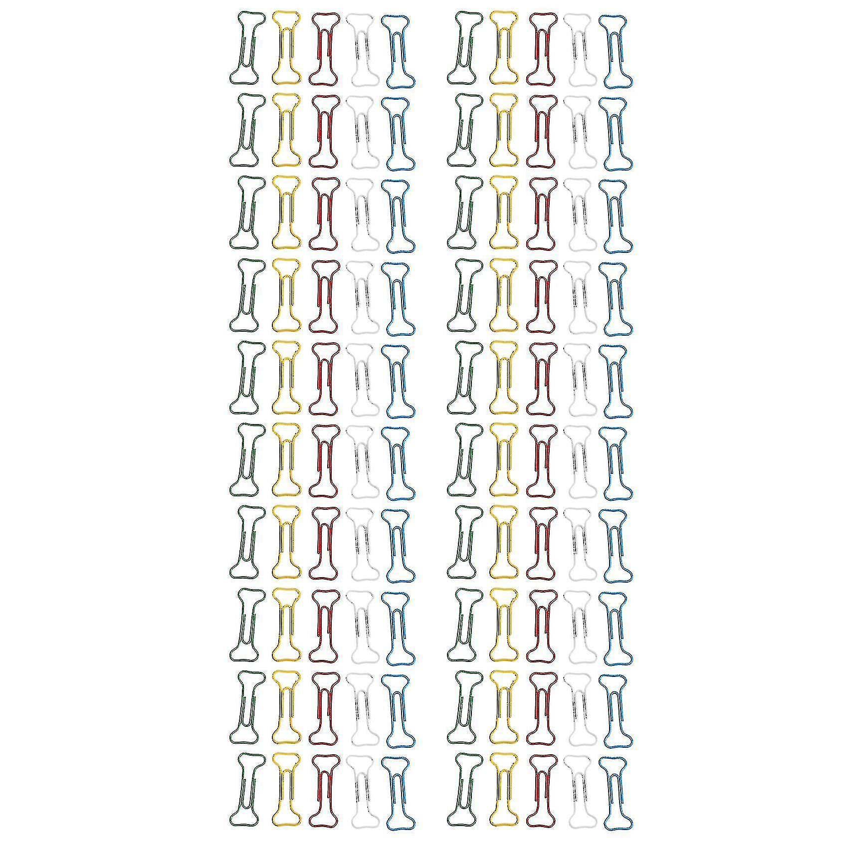 100pcs Bone Shape Multicolor Metal Paper Clips