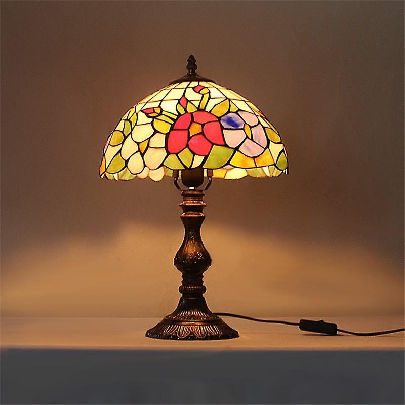 Redkid Tiffany Table Light Led Vintage Color Glass Desk Bedside Lamps Fashion Decor For Home Living