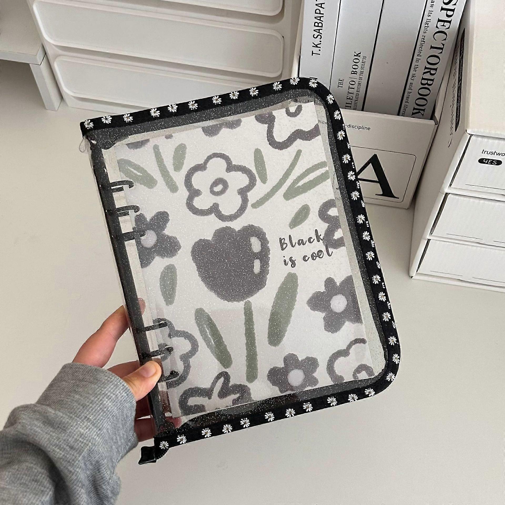 A5ルーズリーフスモールデイジージッパーバッグエッジバインダーフォトカードコレクションブックポストカードオーガナイザー日記ノート学校の文房具BaoPeng