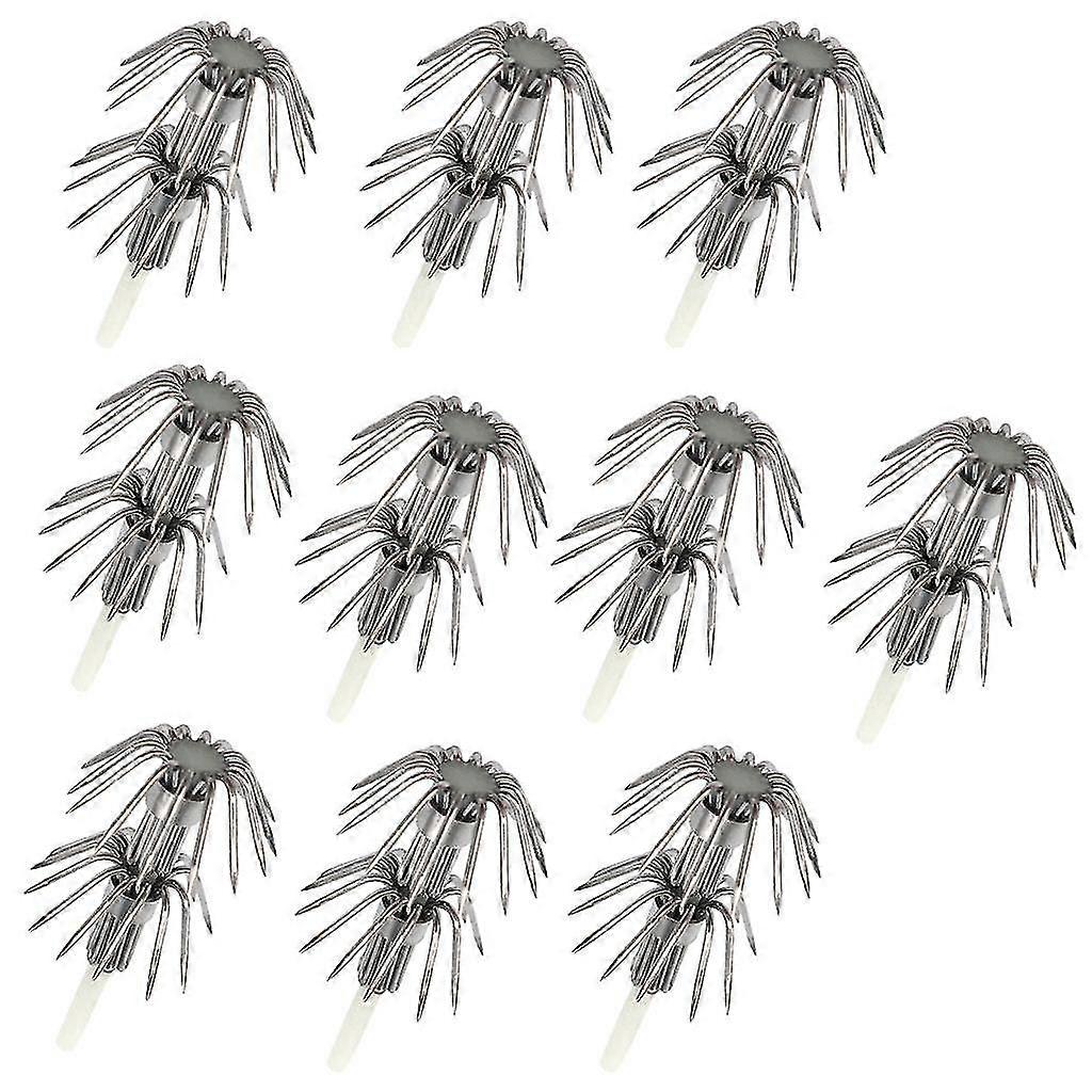 hg 10pcs Glow In Dark Squid Jigs Hook Hard Diy Luminous Squid Octopus Lure Hook - 020