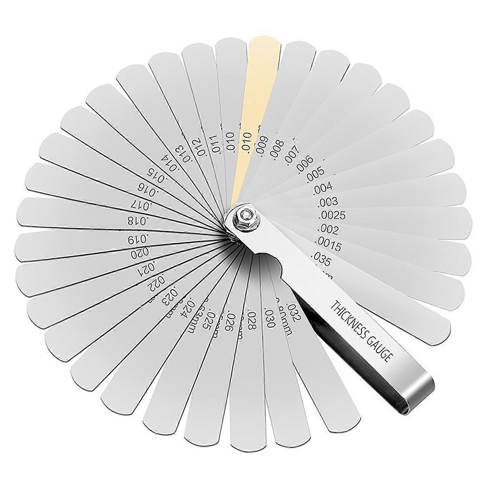 Feeler Gauge Brass: 32 Blade Accurate Foldable Tool for Woodworking Precision