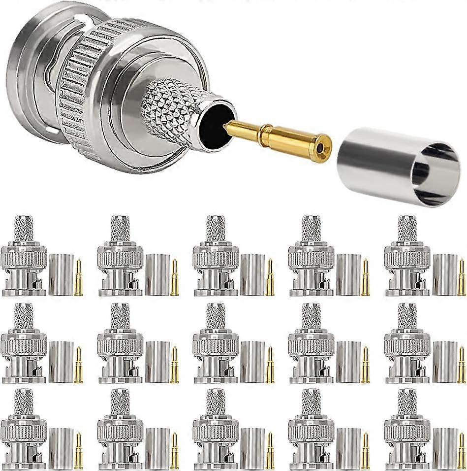 15 pieces BNC crimp connector for RG59 RG8 coaxial cable, BNC male adapter for CCTV camera, BNC crimp connector, including plug, pin, ferrule