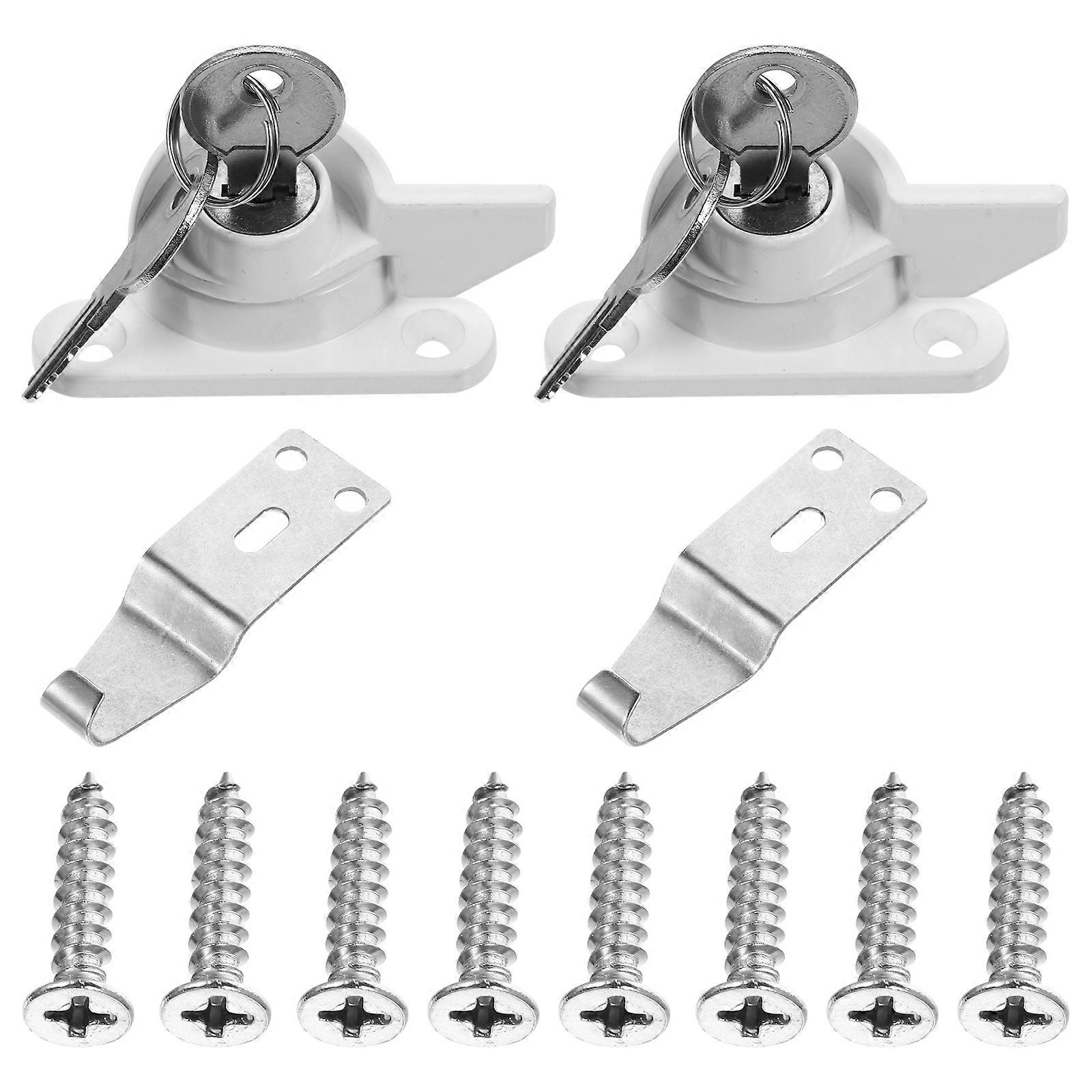 2 Pcs Anti-theft Sliding Window Locks Translating Windows Crescent Lock with Key