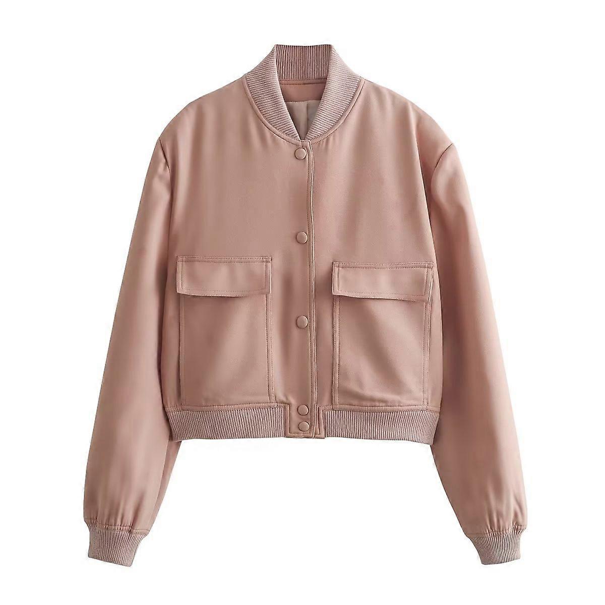 2023 New Model Stand Collar Double Pocket Solid Color Motorcycle Bomber Jacket Top