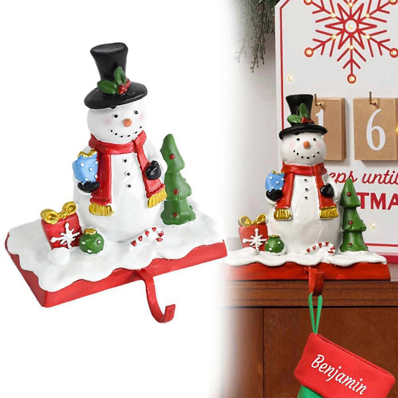 Porte-bas de Noël,Porte-bas de bonhomme de neige 3D Père Noël pour crochet de décor de cheminée,100% neuf