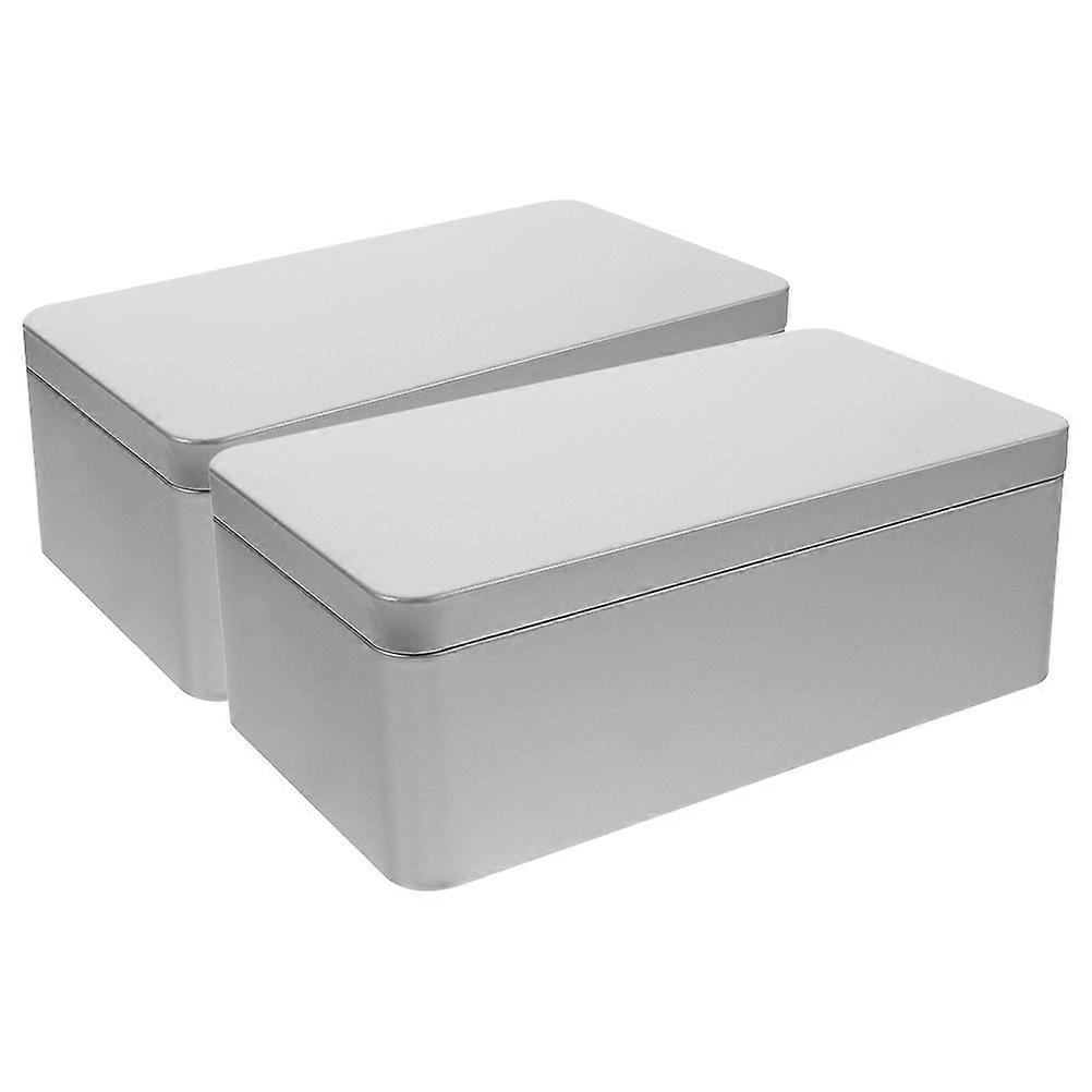 2pcs Tin Boxes Rectangular Tinplate Tea Leaves Storage Boxes Party Favors Boxes