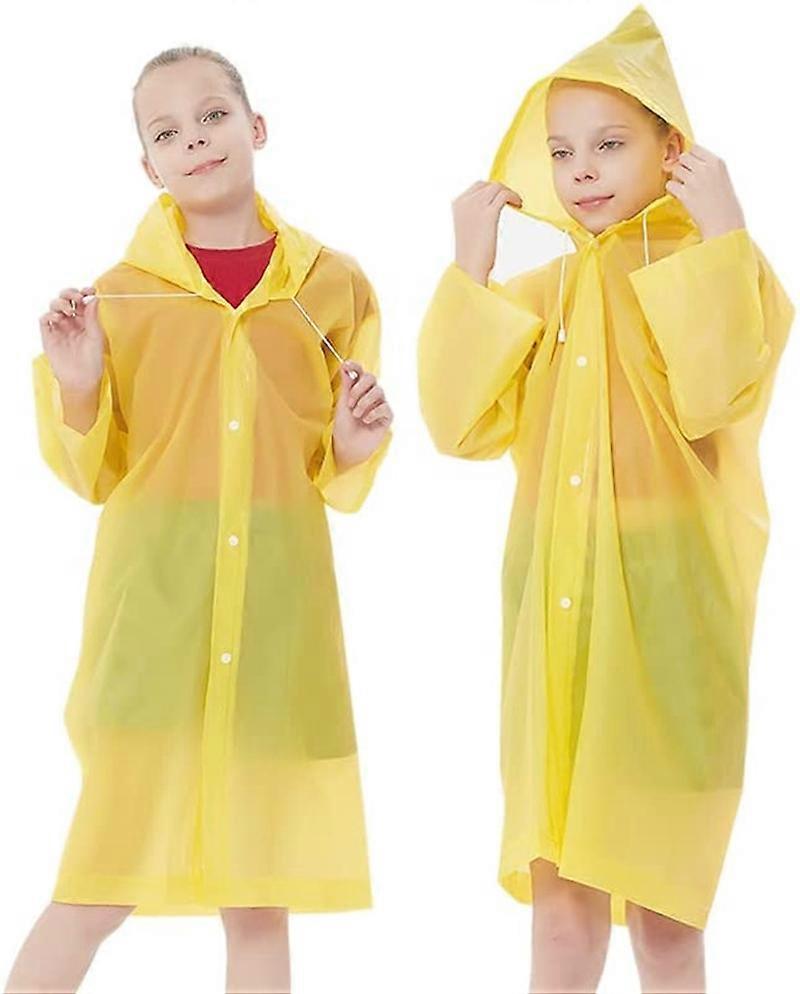 Imperméables réutilisables pour garçons et filles Imperméables d'urgence pour enfants 2 pièces (jaune)