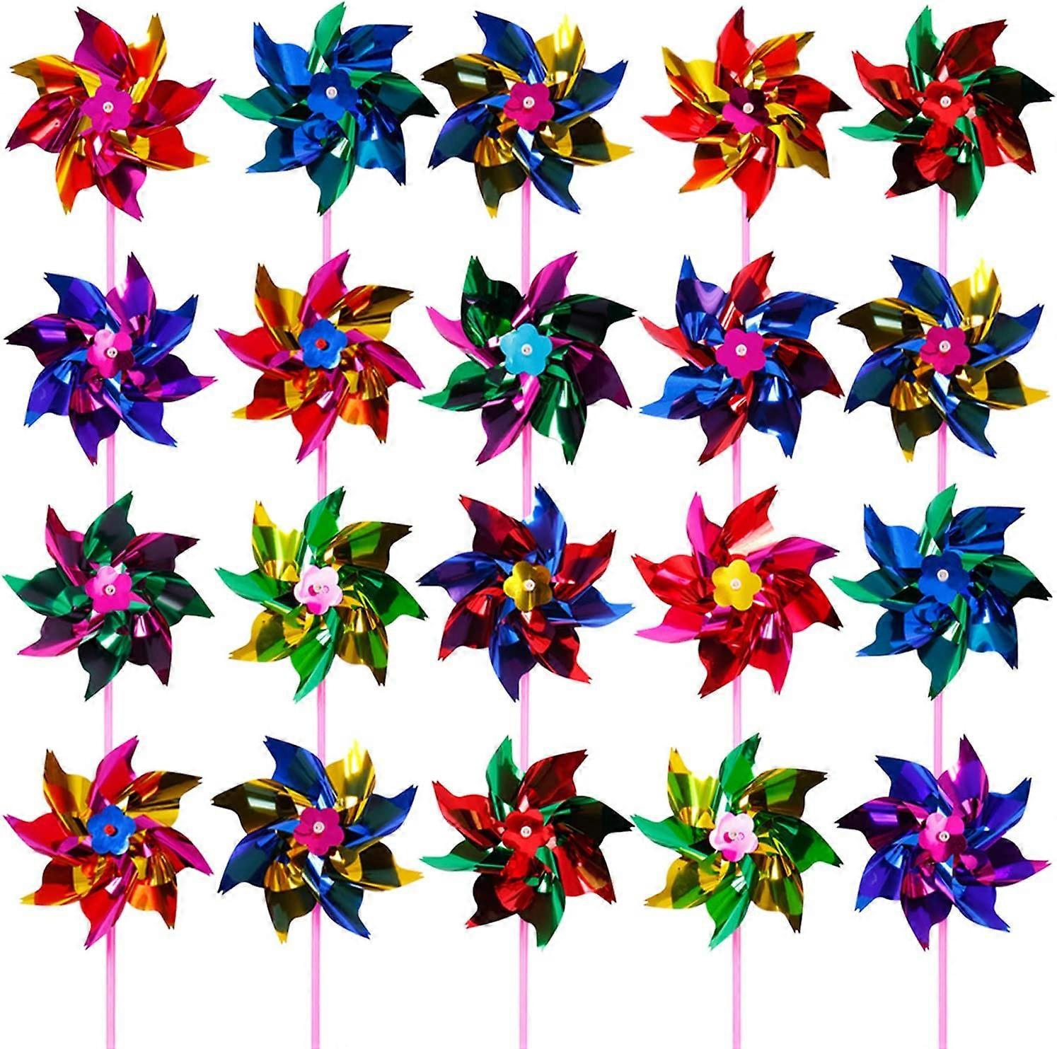 Plastic Rainbow Windmill Party Lawn Decor, Assorted Color 100 Pcs