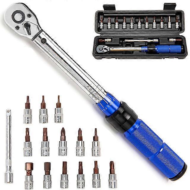 Bike Torque Wrench Set, 1/4 inch Drive Click 17.7 in./lbs. to 212.4 in./lbs. (2-24Nm) Adjustable Inch Pound Torque Screwdriver Bicycle Torque Wrenchs 