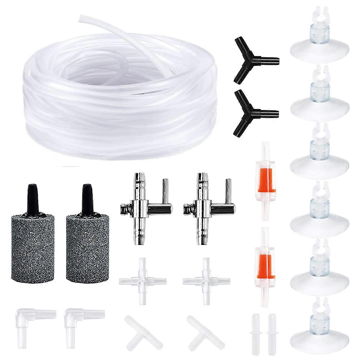 Airline Tubing Aquarium Air Pump Accessories for Fish Tank with Air Stones, Check Valves, Suction C