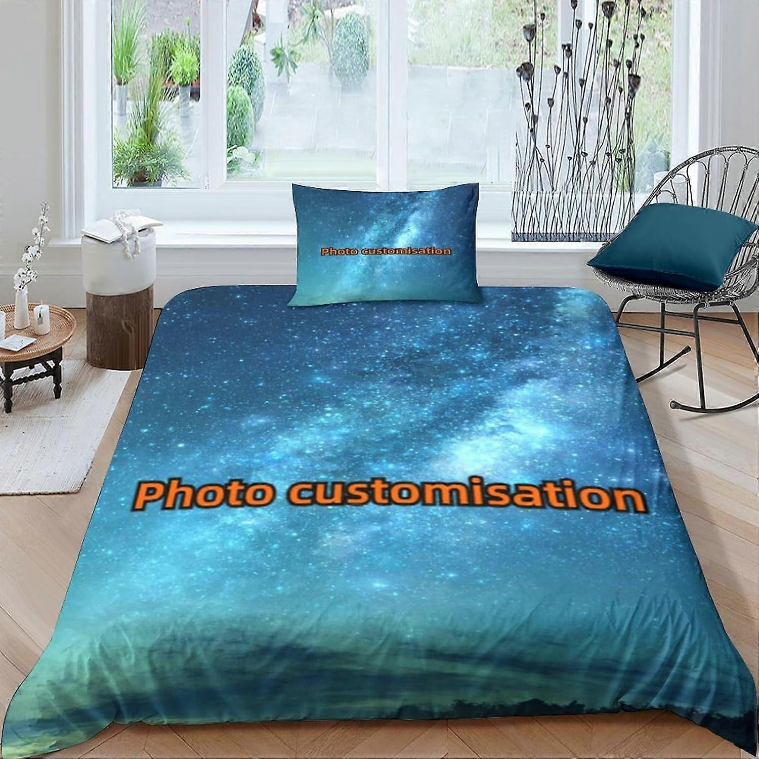Photo Customization Duvet Covers Printed in D with DIY Customization Bedding Set Duvet Cover Pillowcase, Single Zipper Closure