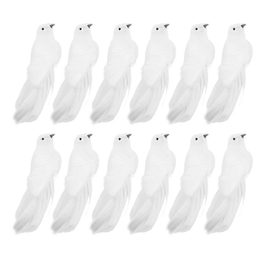 12pcs Artificial Feathered Bird Realistic Birds Bird Clips Christmas Tree Craft Artificial Birds Artificial Christmas Bird