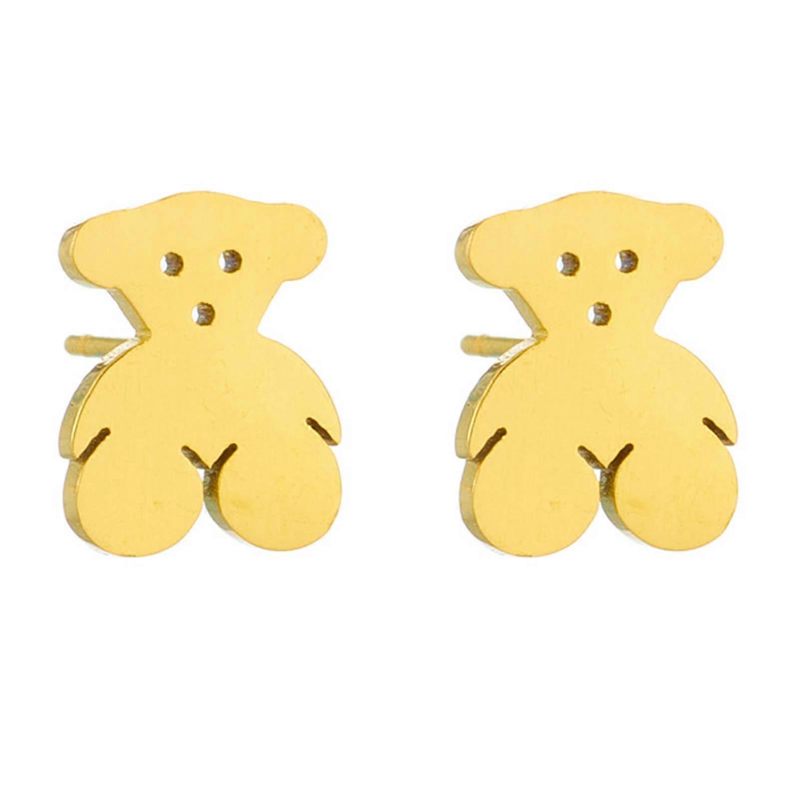 Small Bear Shape Stud Earrings Rustproof Delicate Ear Accessories for Dating