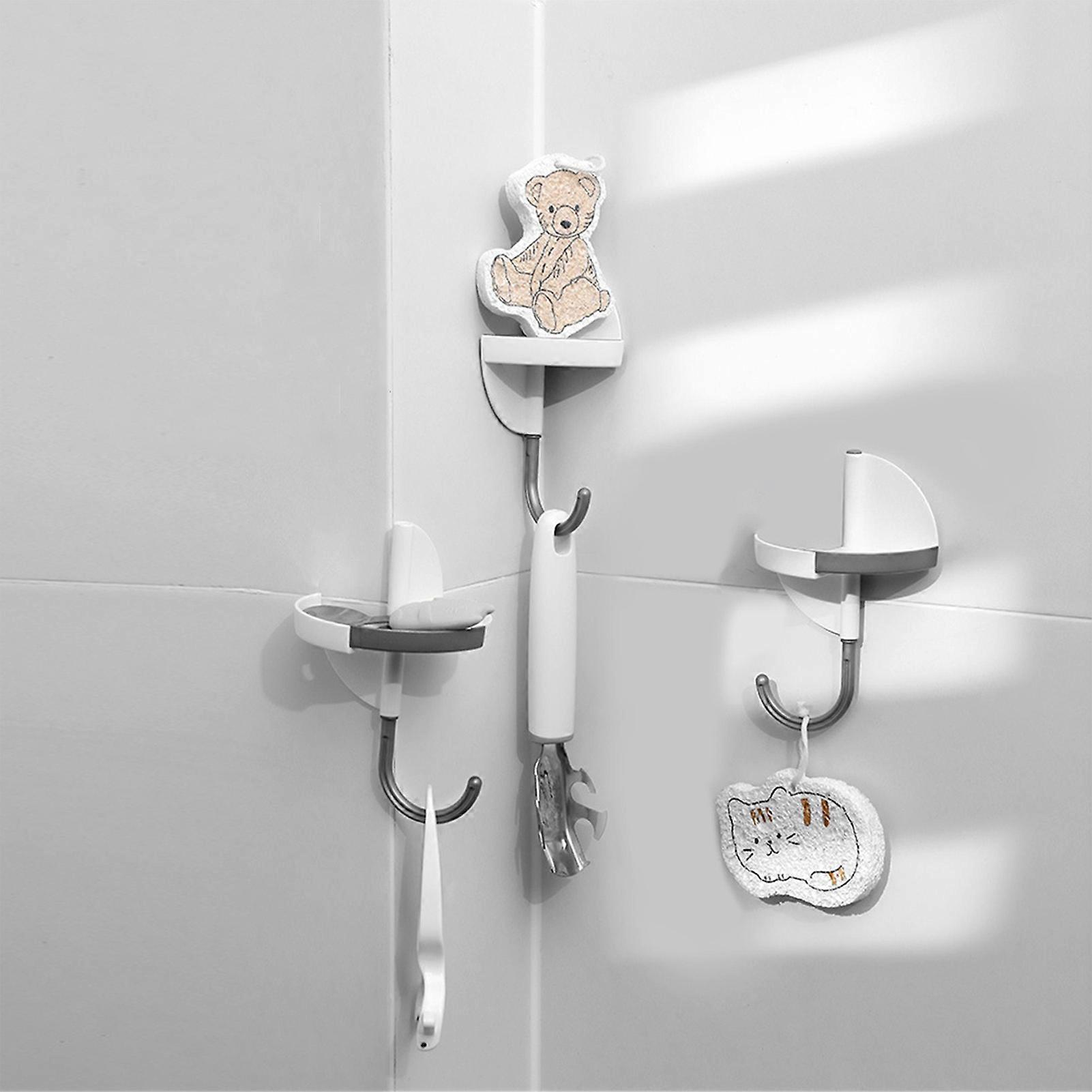 Rotatable Two-in-One Hooks Punch-Free Minimalist Kitchen Hooks with Rack Kitchen and Bathroom Organizer