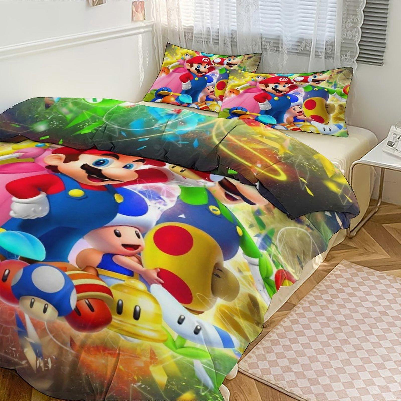 Bettwäsche g648 Mario Print Bettwäsche Set Muster Bettdecke Cove Set 3 Stück 1 Bettbezug und 2 Kissenbezüge für Frauen Männer Teenager tq648 Bettlaken