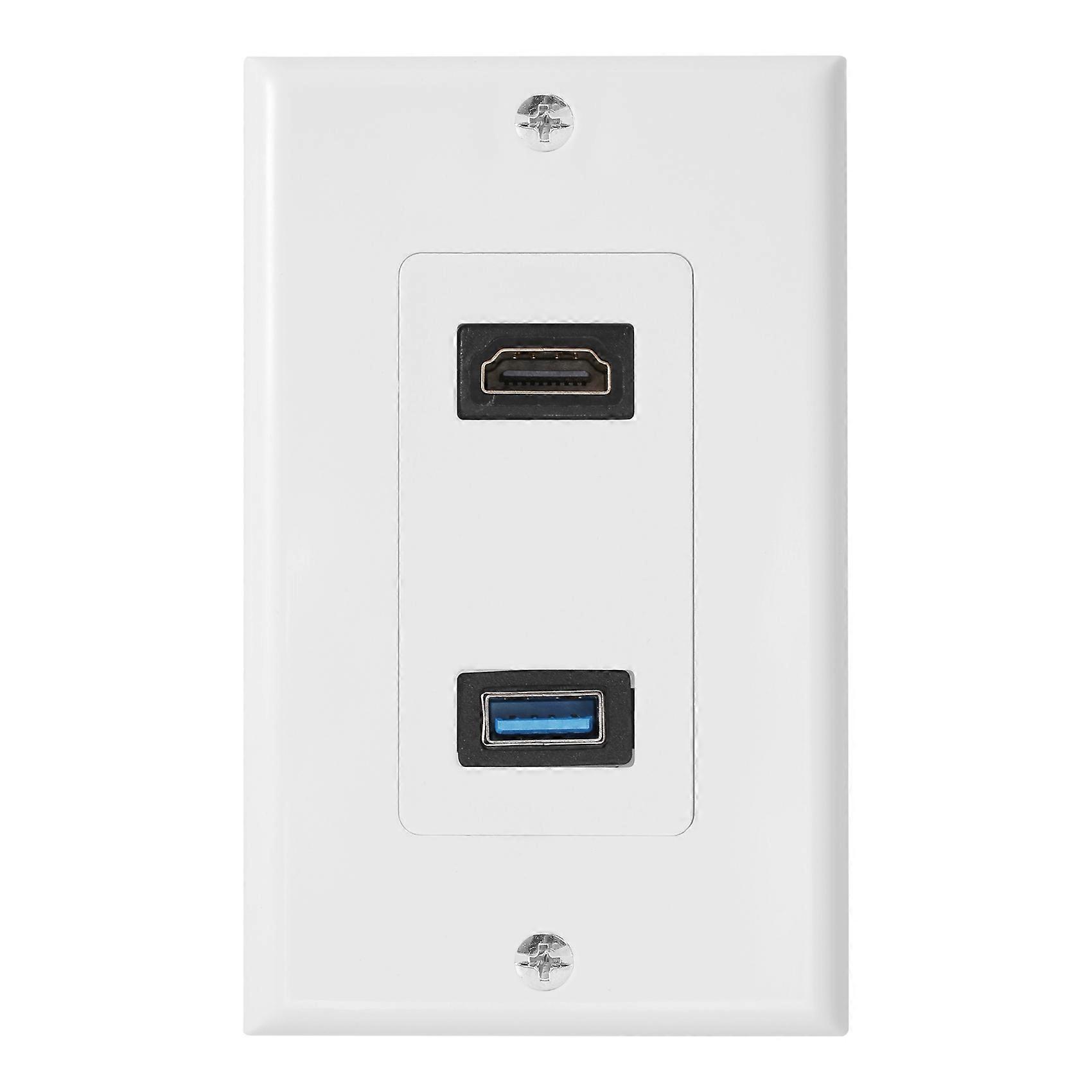 1x 2Port +USB 3.0 Female Wall Face Plate Panel Outlet Socket Extender Wit